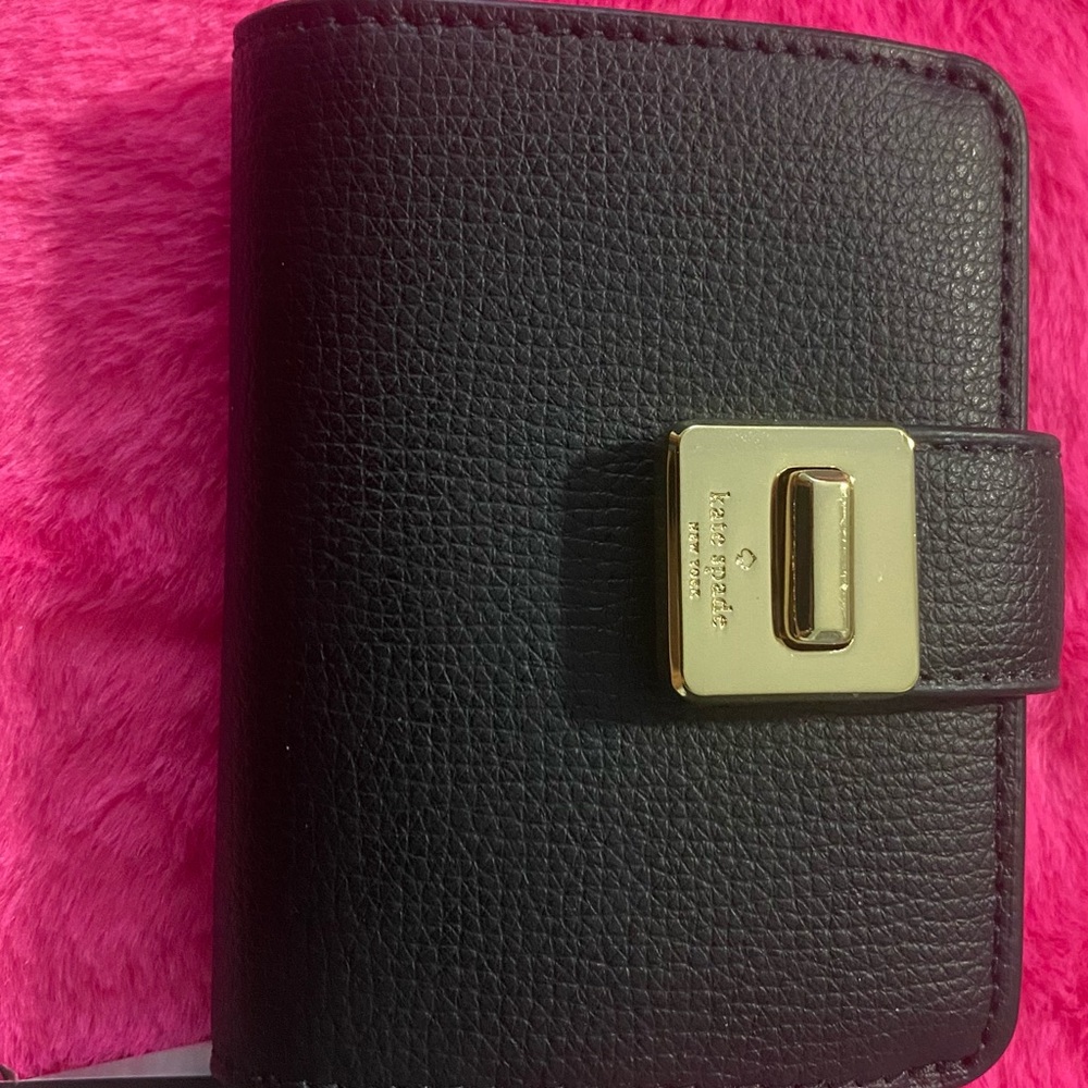Kate Spade Black Card Holder with Gold Clasp